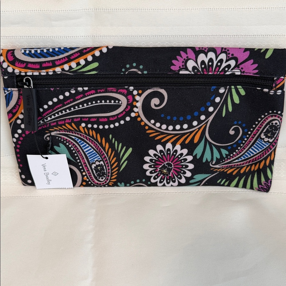 Vera Bradley Lighten Up Pencil Pouch / Cosmetic Brush Bag in Bandana Swirl NWT